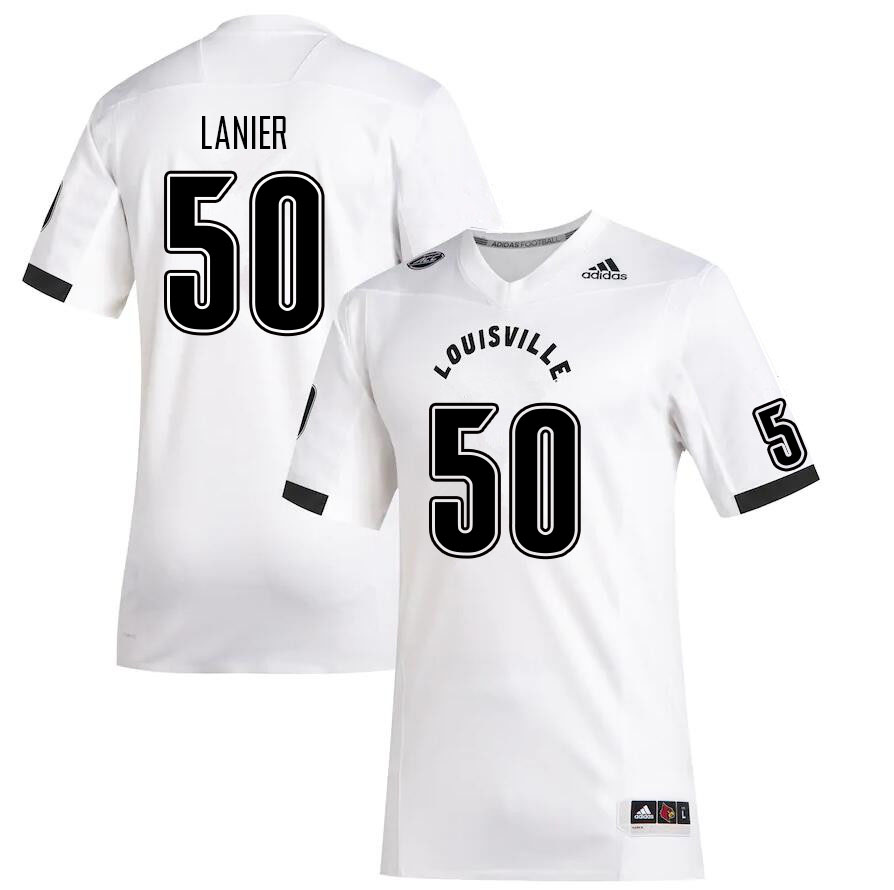 Men #50 Yirayah LaNier Louisville Cardinals College Football Jerseys Sale-White